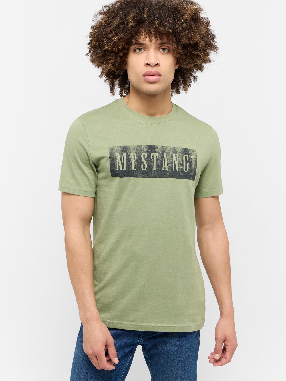 Mustang T-Shirt Herren Baumwolle grün bedruckt, XXXL