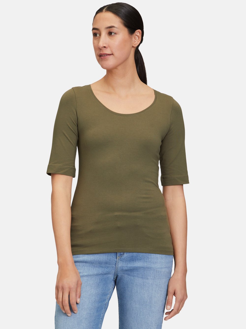 Cartoon Basic Shirt Damen Baumwolle grün, 38