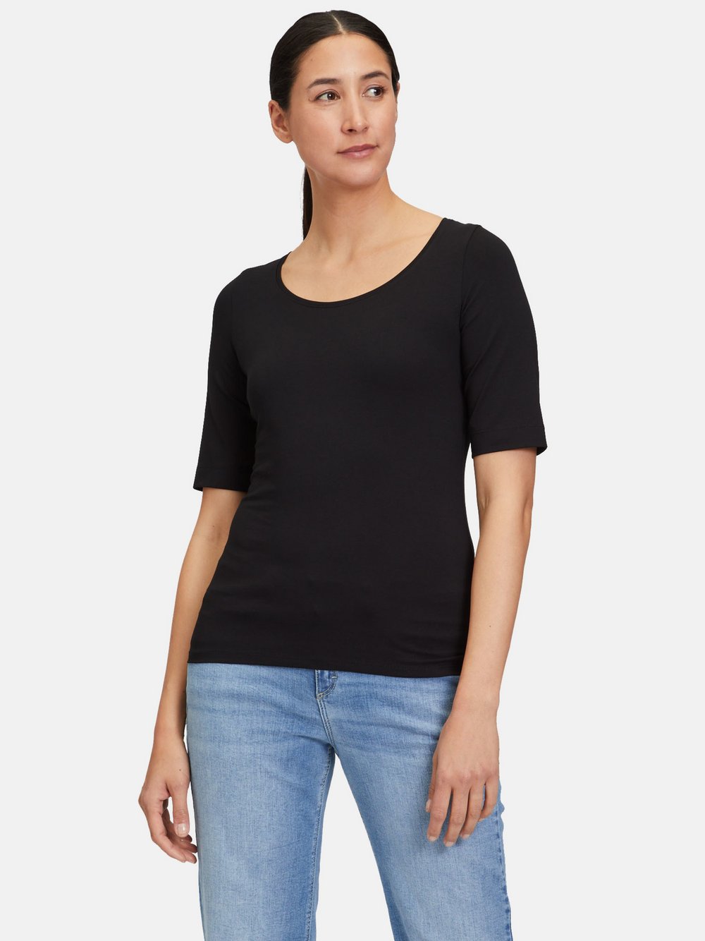 Cartoon Basic Shirt Damen Baumwolle schwarz, 38