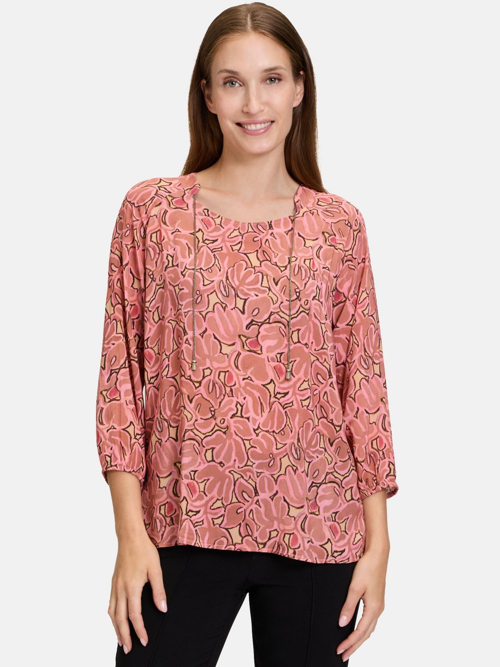 Cartoon Casual-Bluse Damen Viskose rosa gemustert, 44