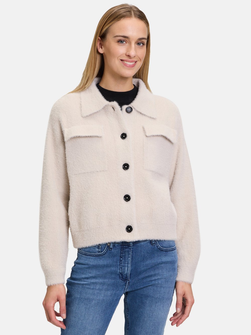 Amber & June Winter-Strickjacke Damen Polyamid beige, 38