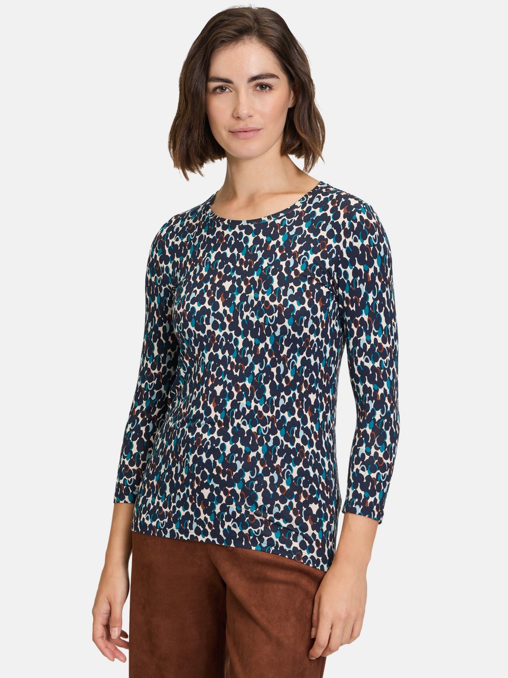 Betty Barclay Basic Shirt Damen Viskose blau gepunktet, 38