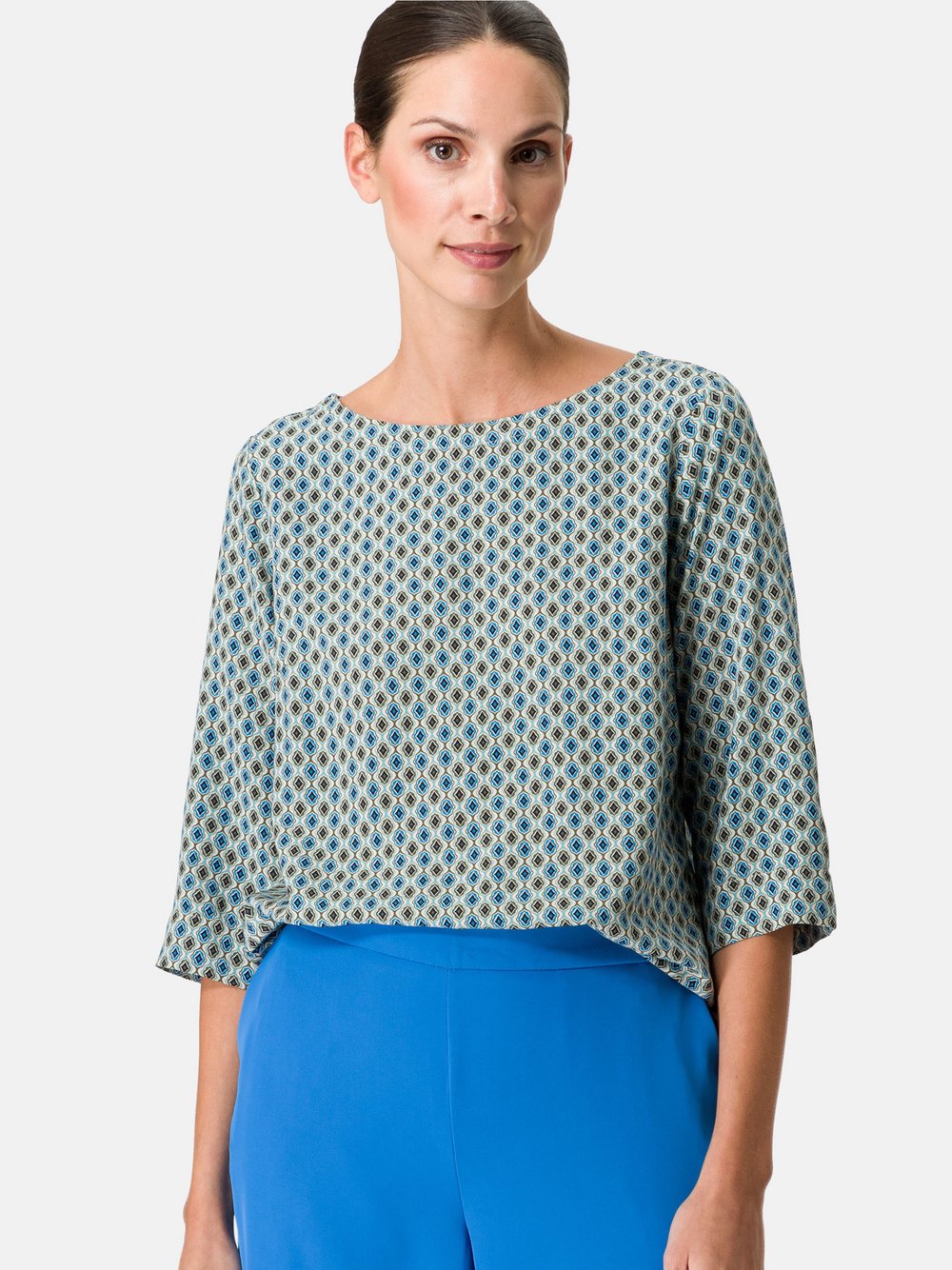 zero Bluse Damen Viskose blau gemustert, 34