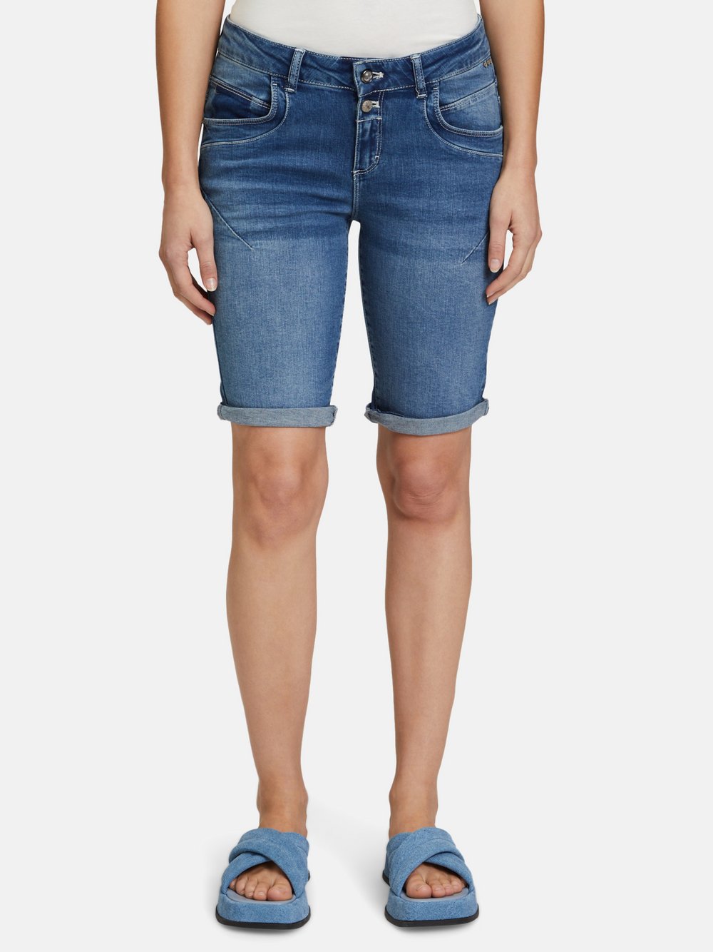 Cartoon Jeans-Shorts Damen Baumwolle blau, 34