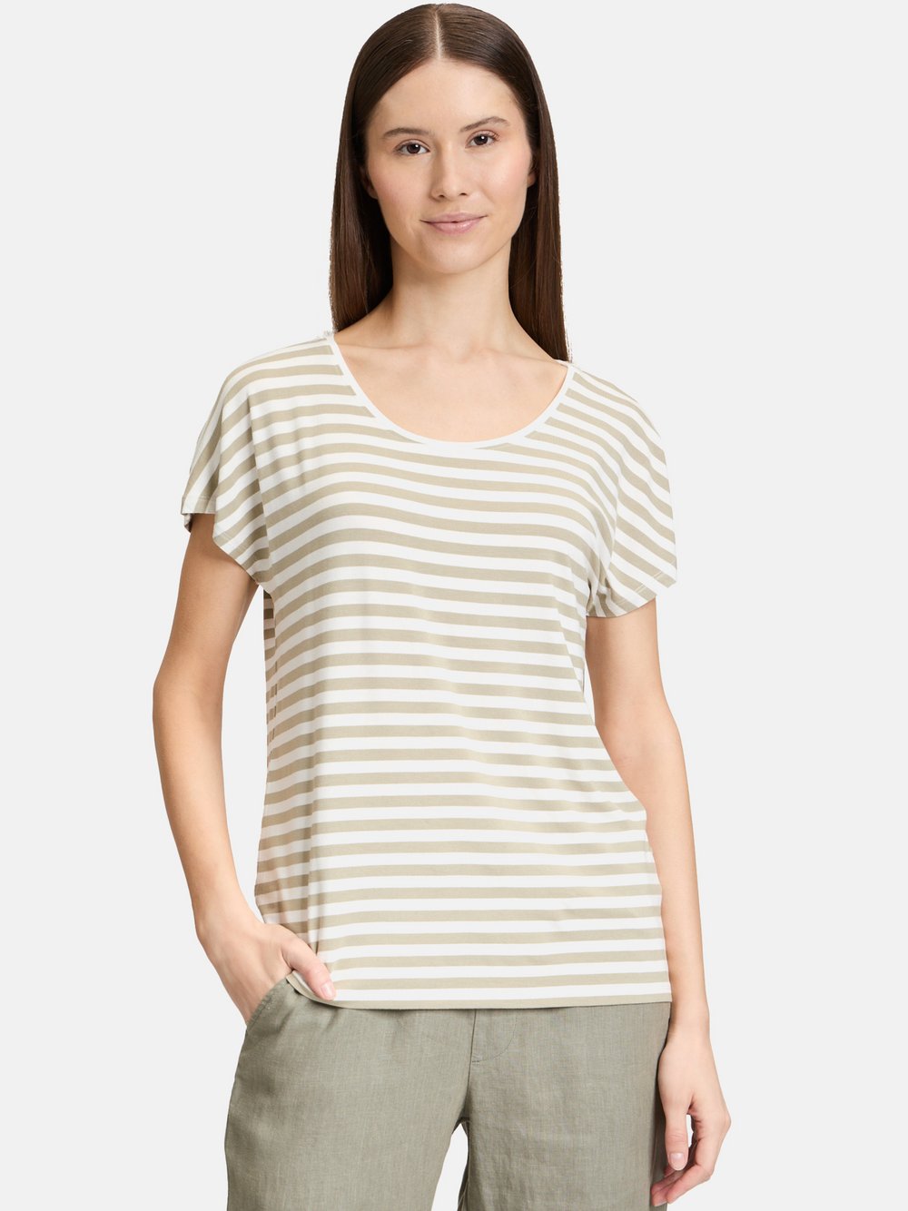 Thumbnail - Cartoon Basic Shirt Damen Viskose weiß gestreift, 34