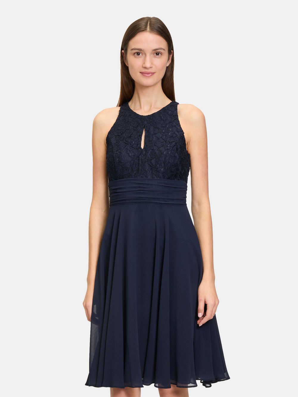 Vera Mont Abendkleid Damen blau gemustert, 34