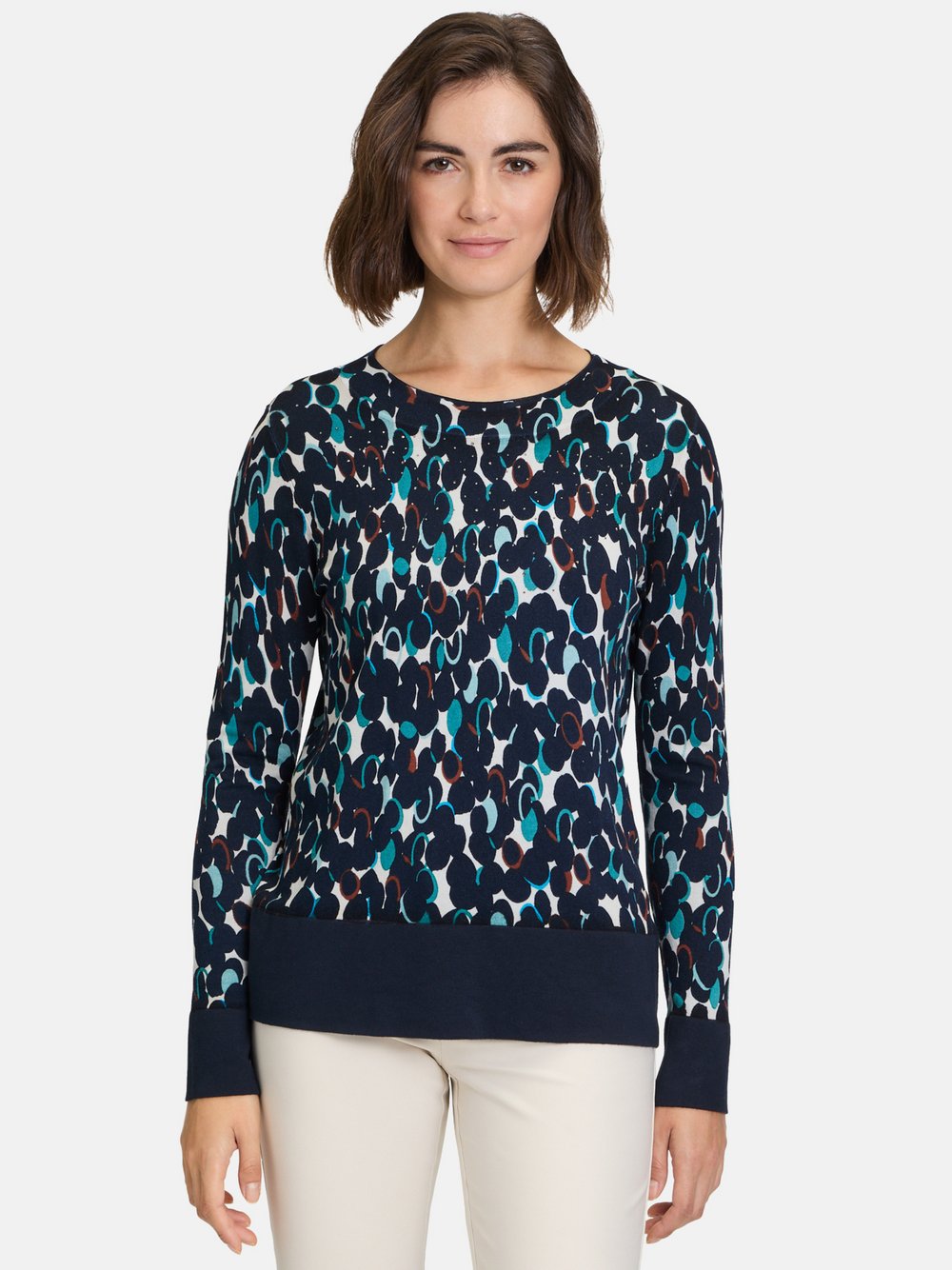 Betty Barclay Feinstrickpullover Damen Viskose blau gepunktet, 40