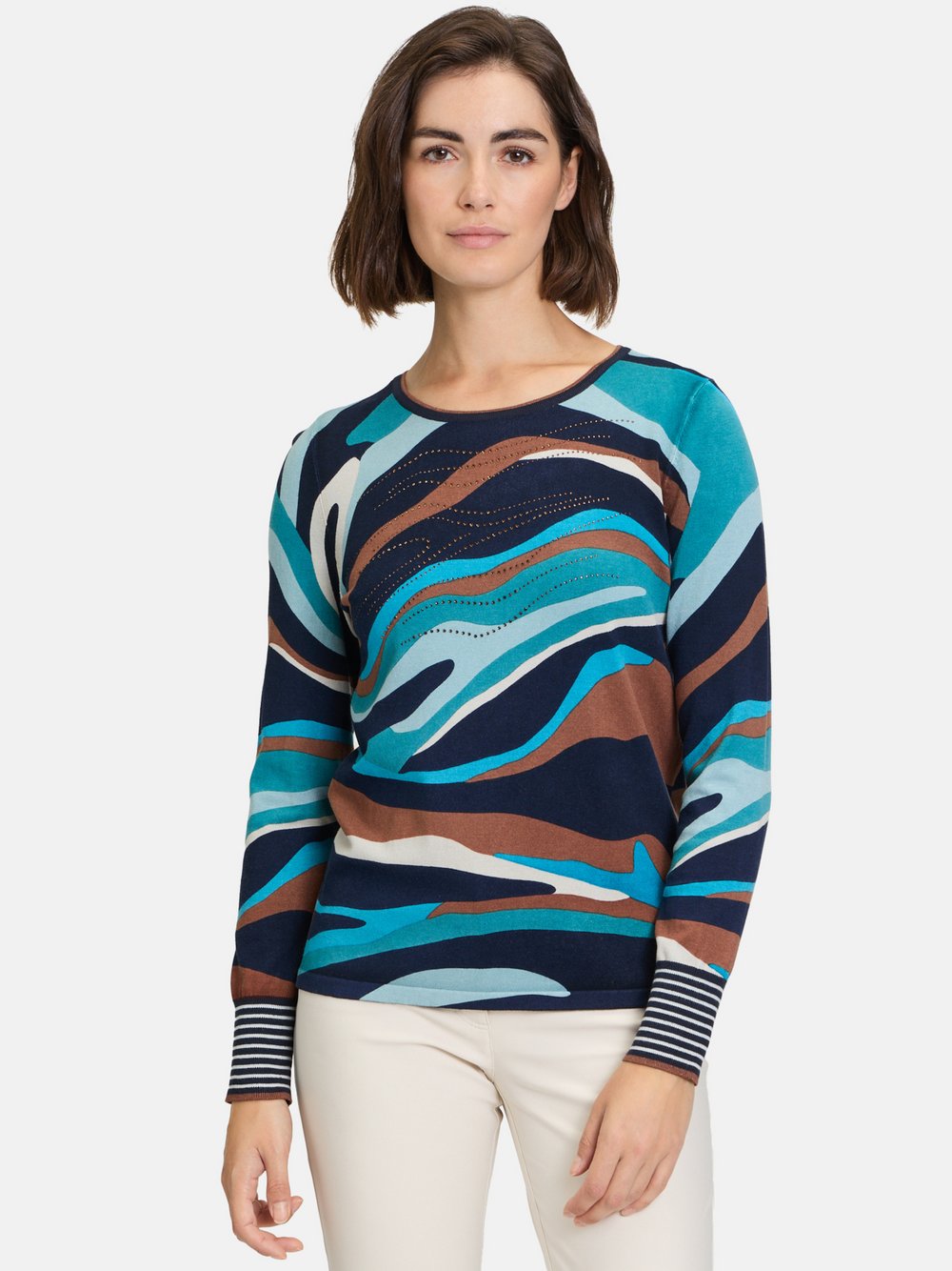 Betty Barclay Feinstrickpullover Damen Viskose blau gemustert, 36