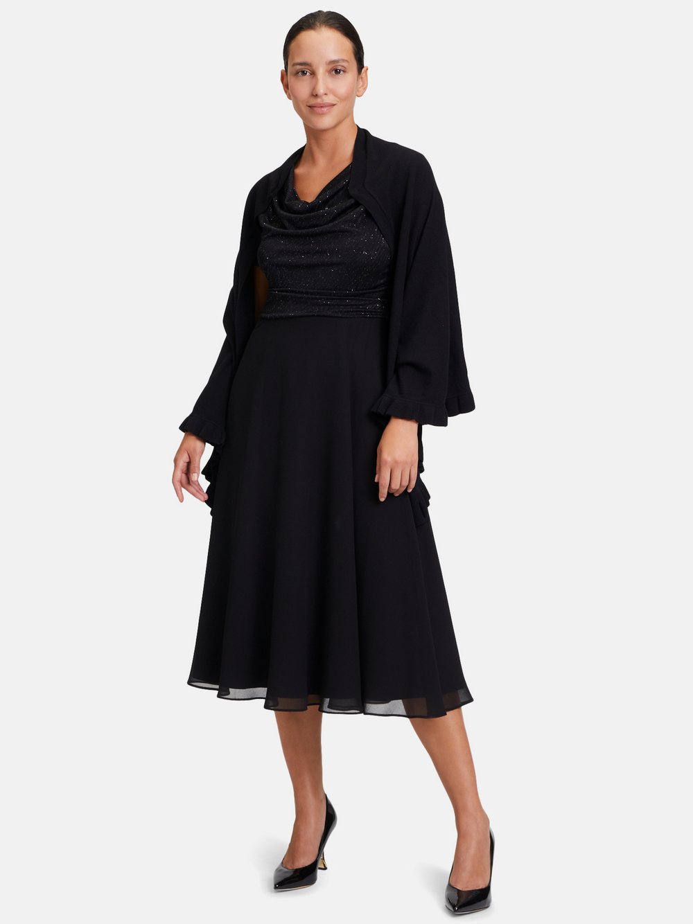 Vera Mont Strick-Cape Damen Viskose schwarz, ONE SIZE