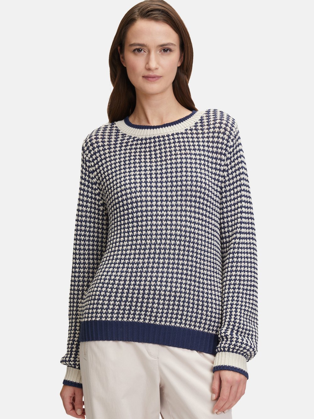 Betty & Co Strickpullover Damen Baumwolle blau gemustert, 36