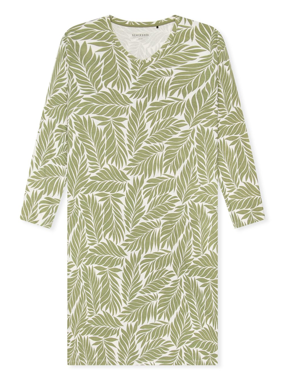 Schiesser Nachthemd  Damen Baumwolle grün gemustert, 36