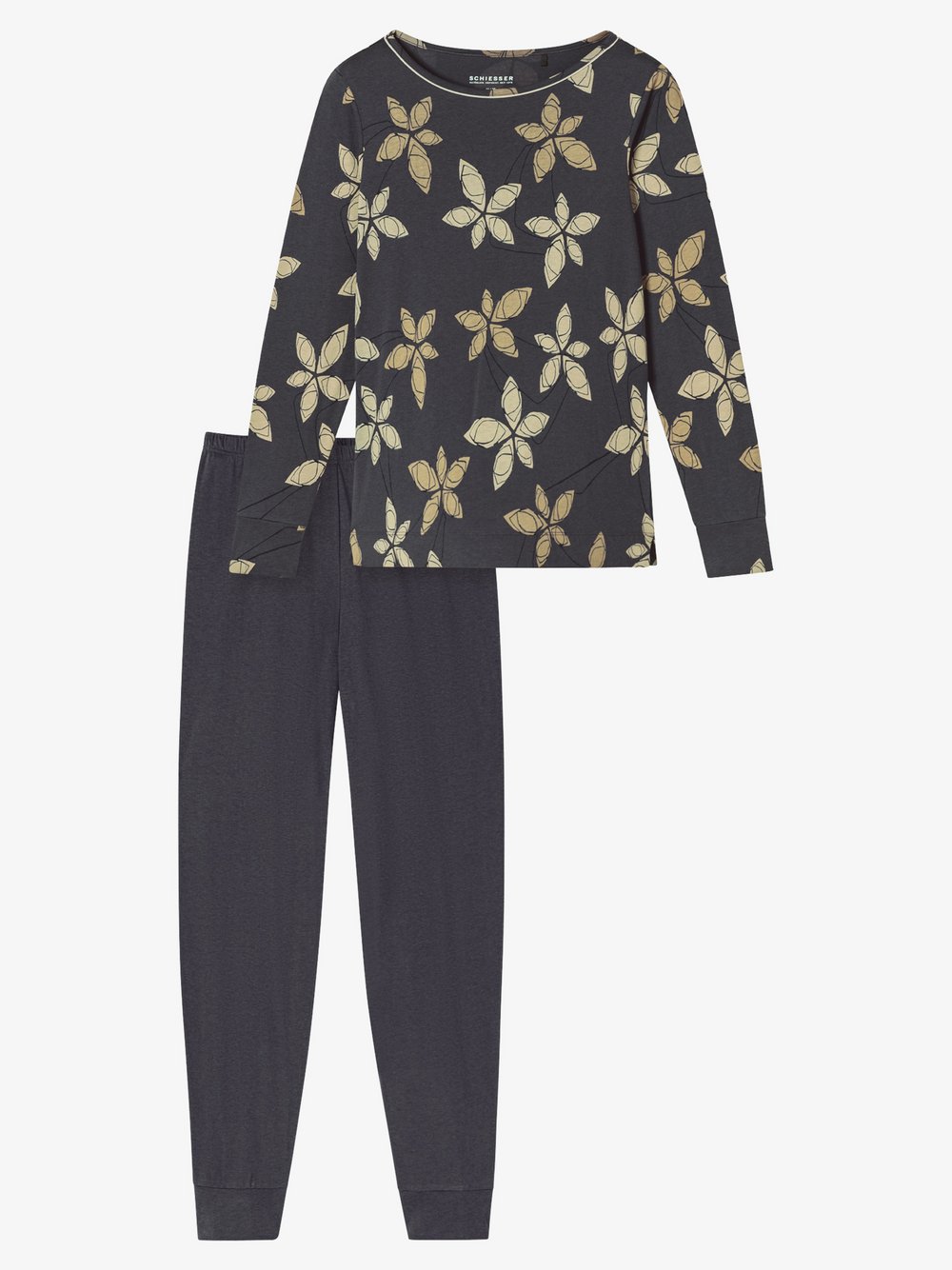 Thumbnail - Schiesser Pyjama Damen Jersey grau gemustert, 38