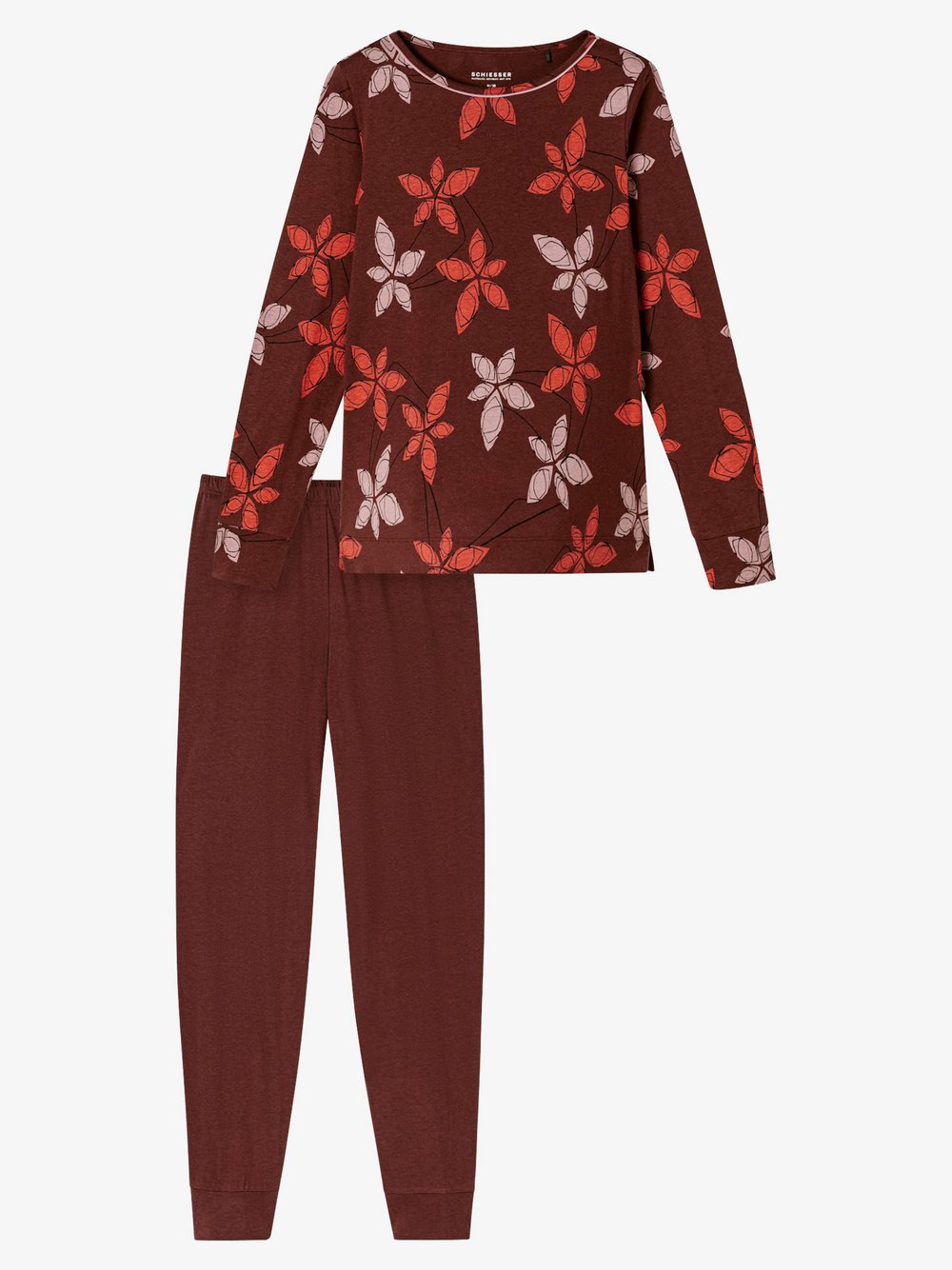 Thumbnail - Schiesser Pyjama  Damen Jersey rot gemustert, 40