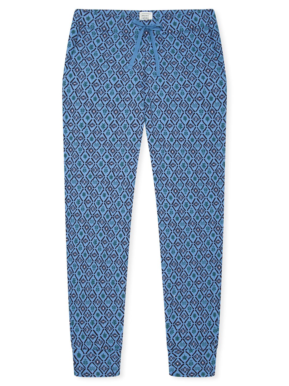 Schiesser Pyjamahose Damen Jersey blau bedruckt, 46
