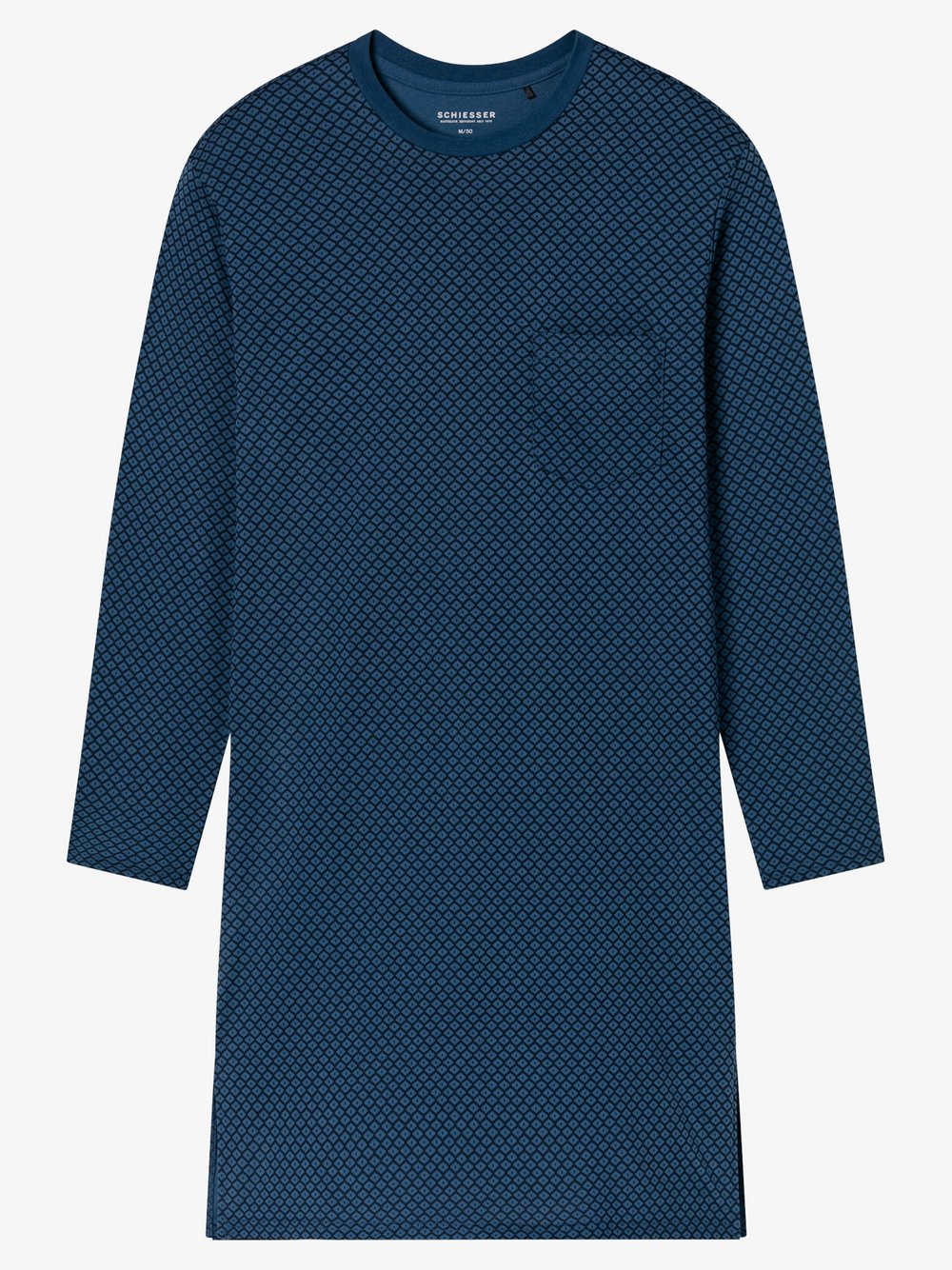 Schiesser Nachthemd  Herren Jersey blau, 56