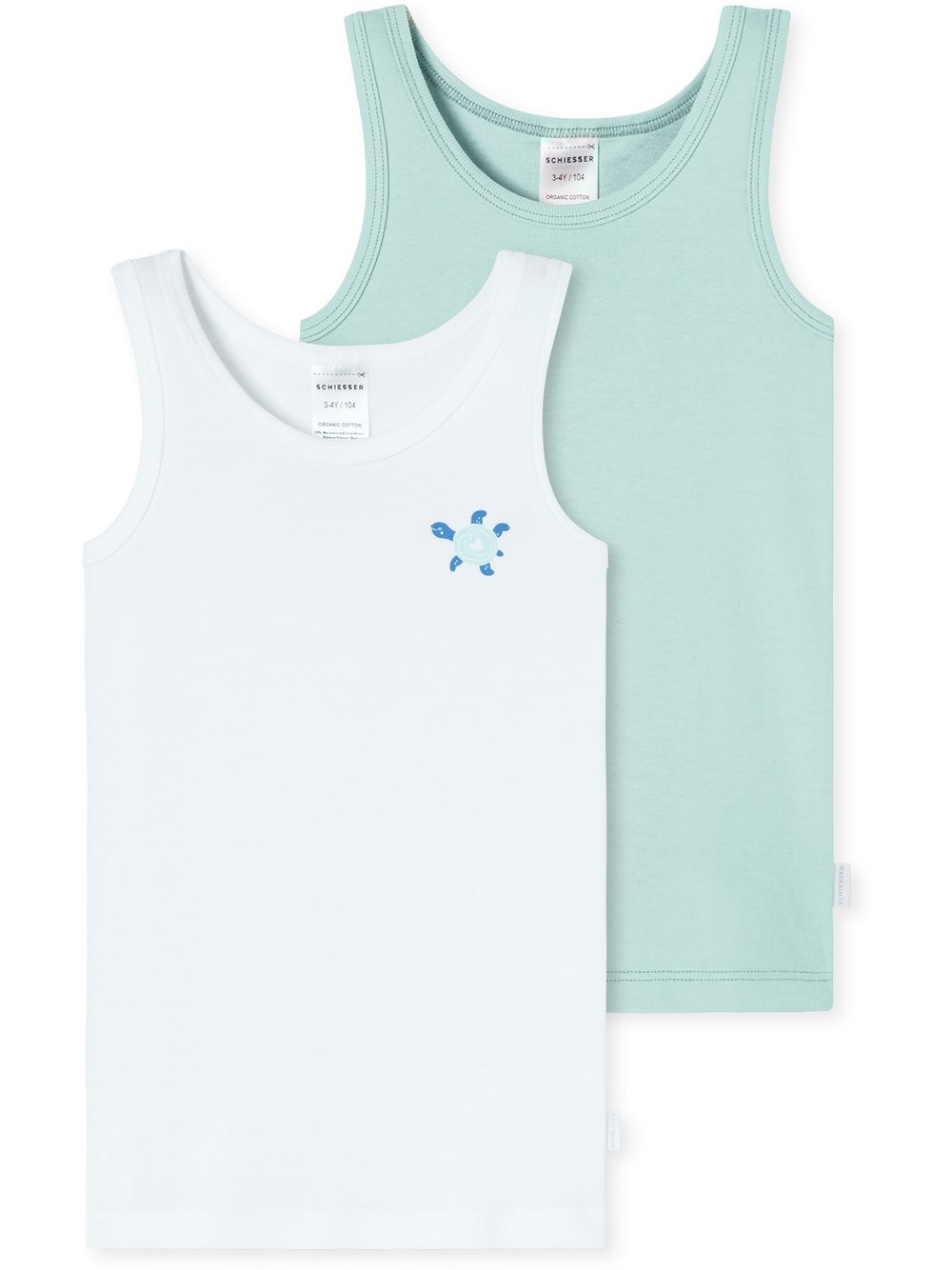 Schiesser Unterhemd  Mädchen Jersey grün bedruckt, 104