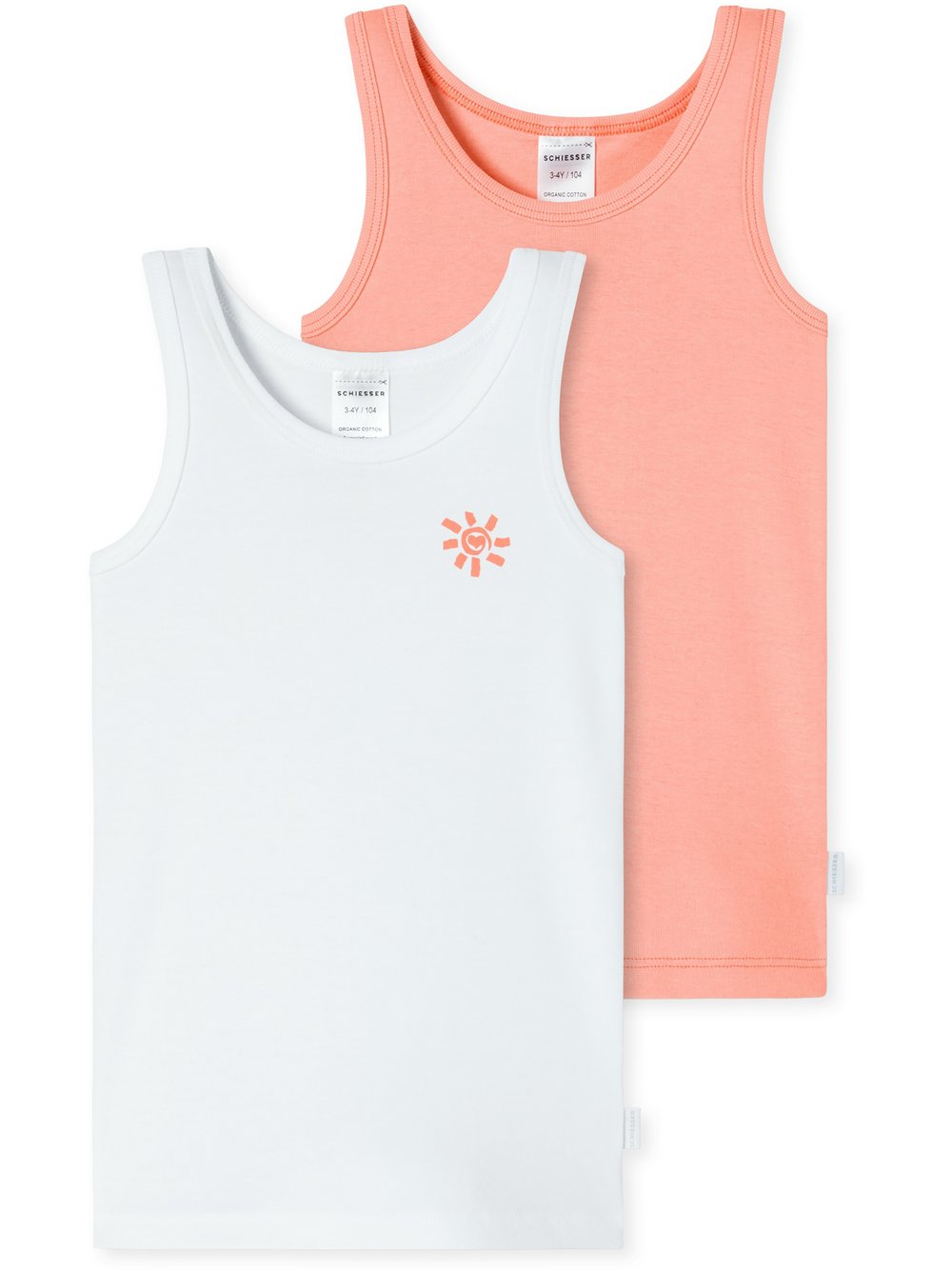 Schiesser Unterhemd Mädchen Jersey orange bedruckt, 98