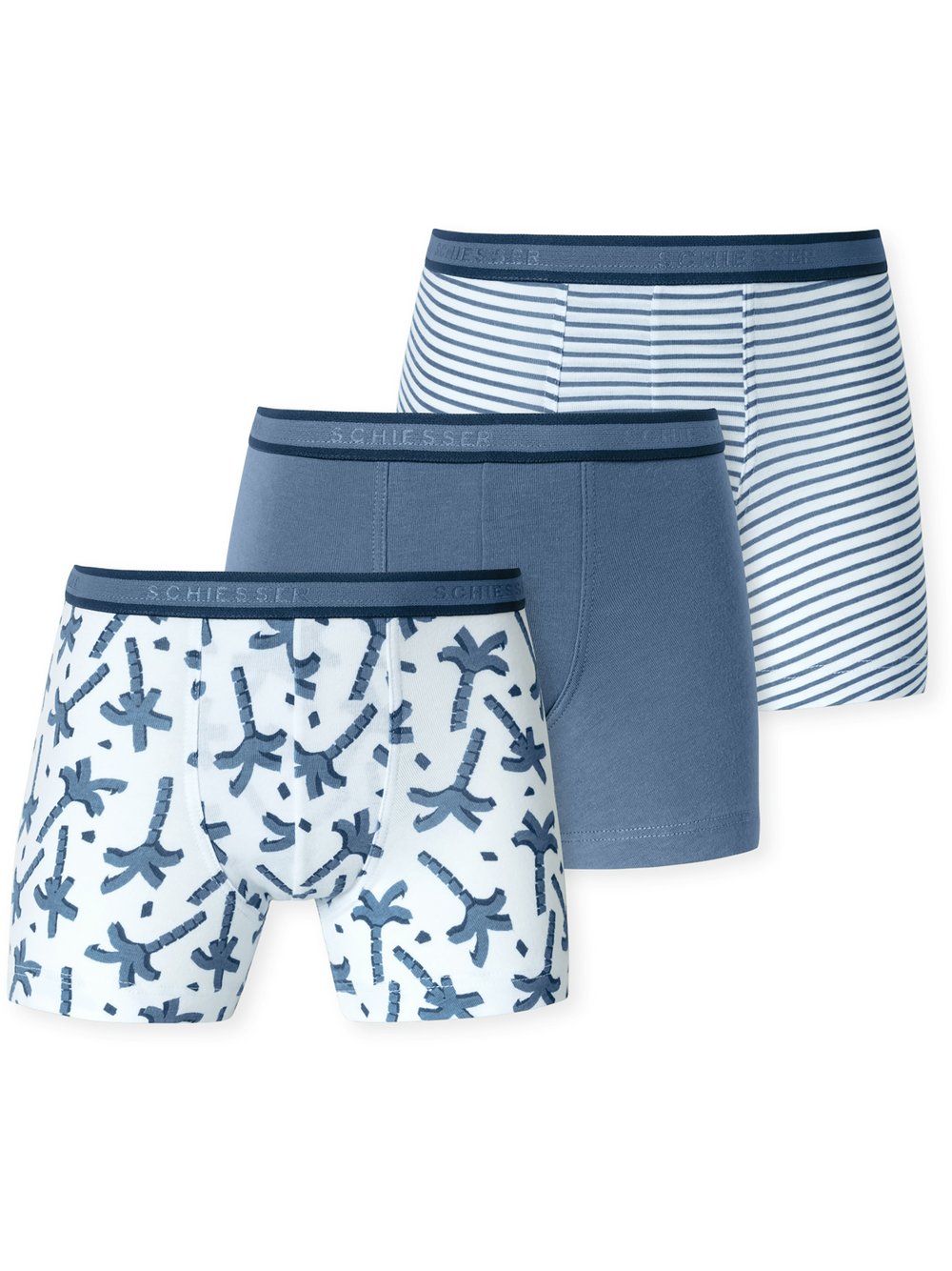 Schiesser Retro Boxer  Jungen Jersey blau bedruckt, 104