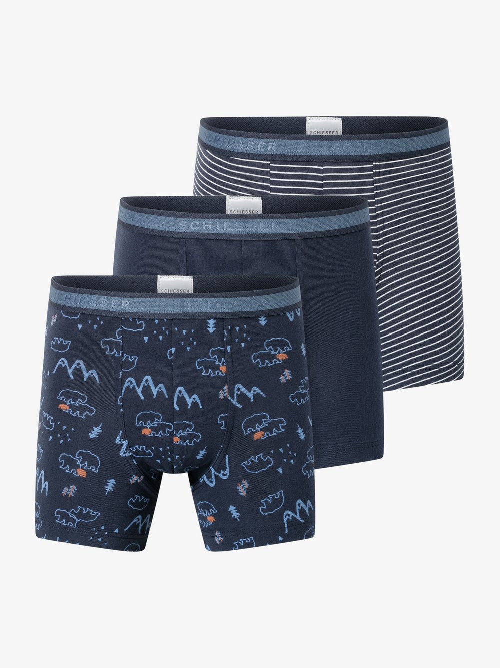 Schiesser Retro Boxer  Jungen Jersey blau gemustert, 104