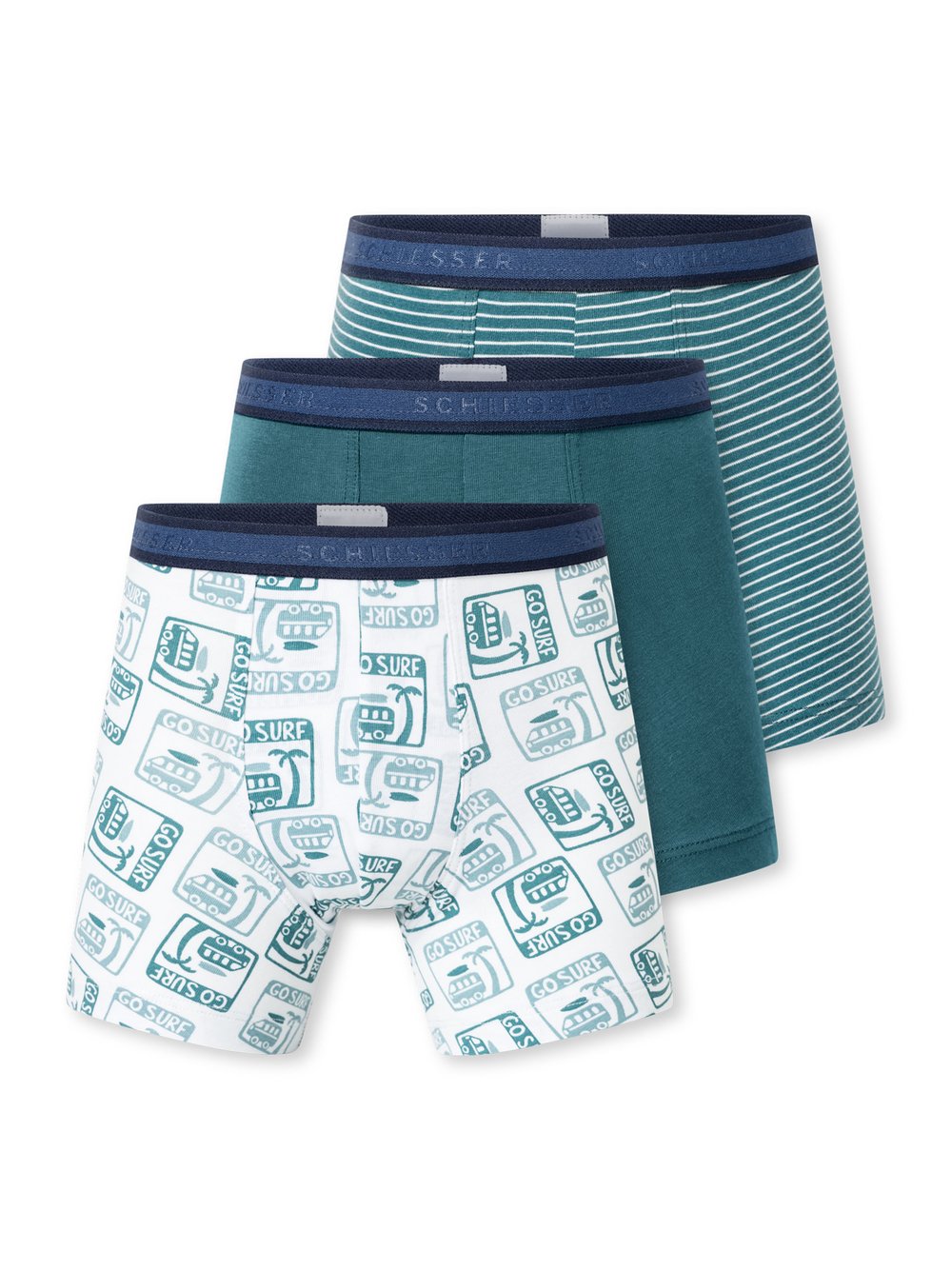 Thumbnail - Schiesser Trunk  Jungen Jersey mehrfarbig bedruckt, 140