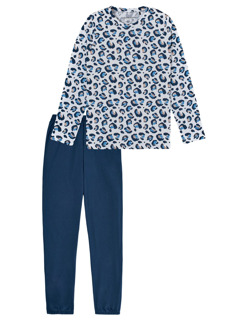 Schiesser Pyjama  Mädchen Jersey blau bedruckt, 176