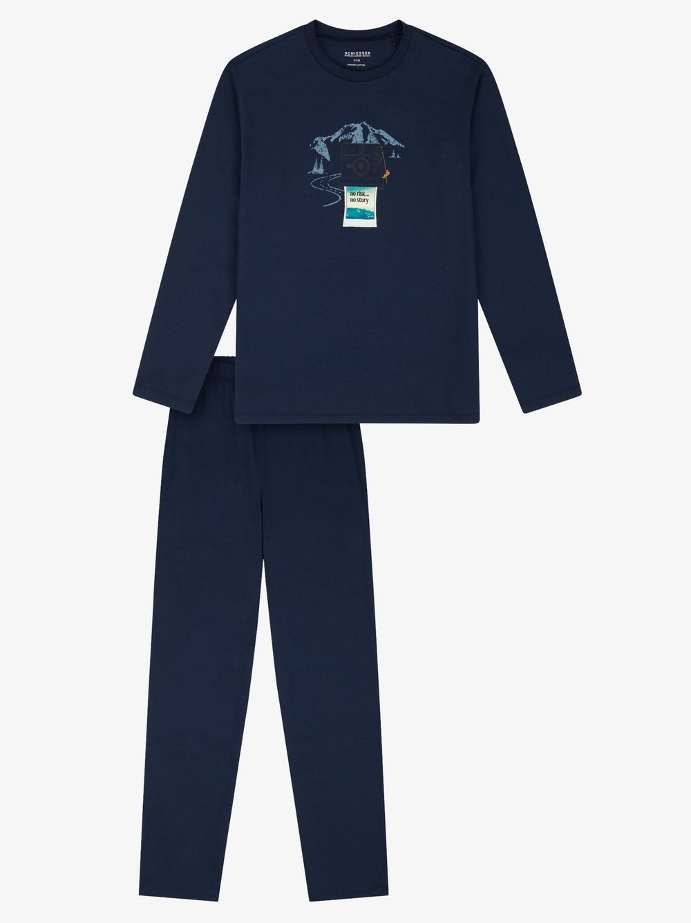 Schiesser Pyjama  Jungen Jersey blau bedruckt, 176