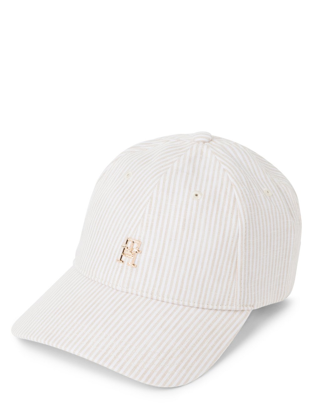 Tommy Hilfiger Cap Damen Leinen beige gestreift, ONE SIZE