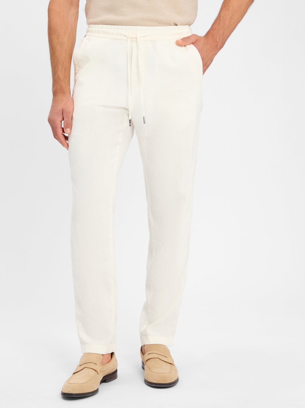 Tommy Hilfiger Jogginghose mit Leinen-Anteil Herren weiß, 36-32