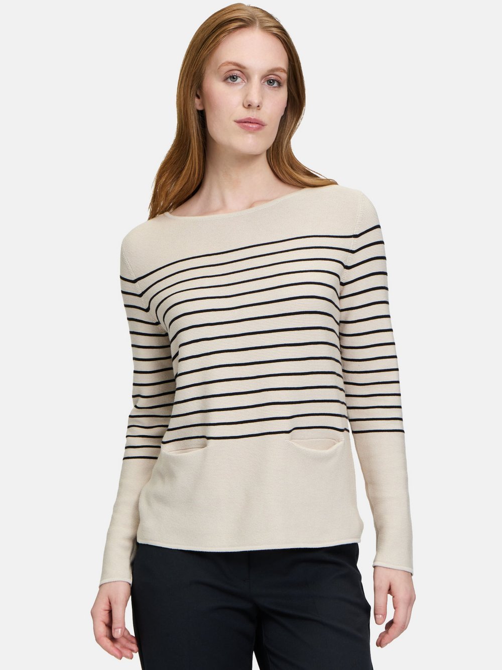 Betty Barclay Feinstrickpullover Damen Baumwolle beige gestreift, 46