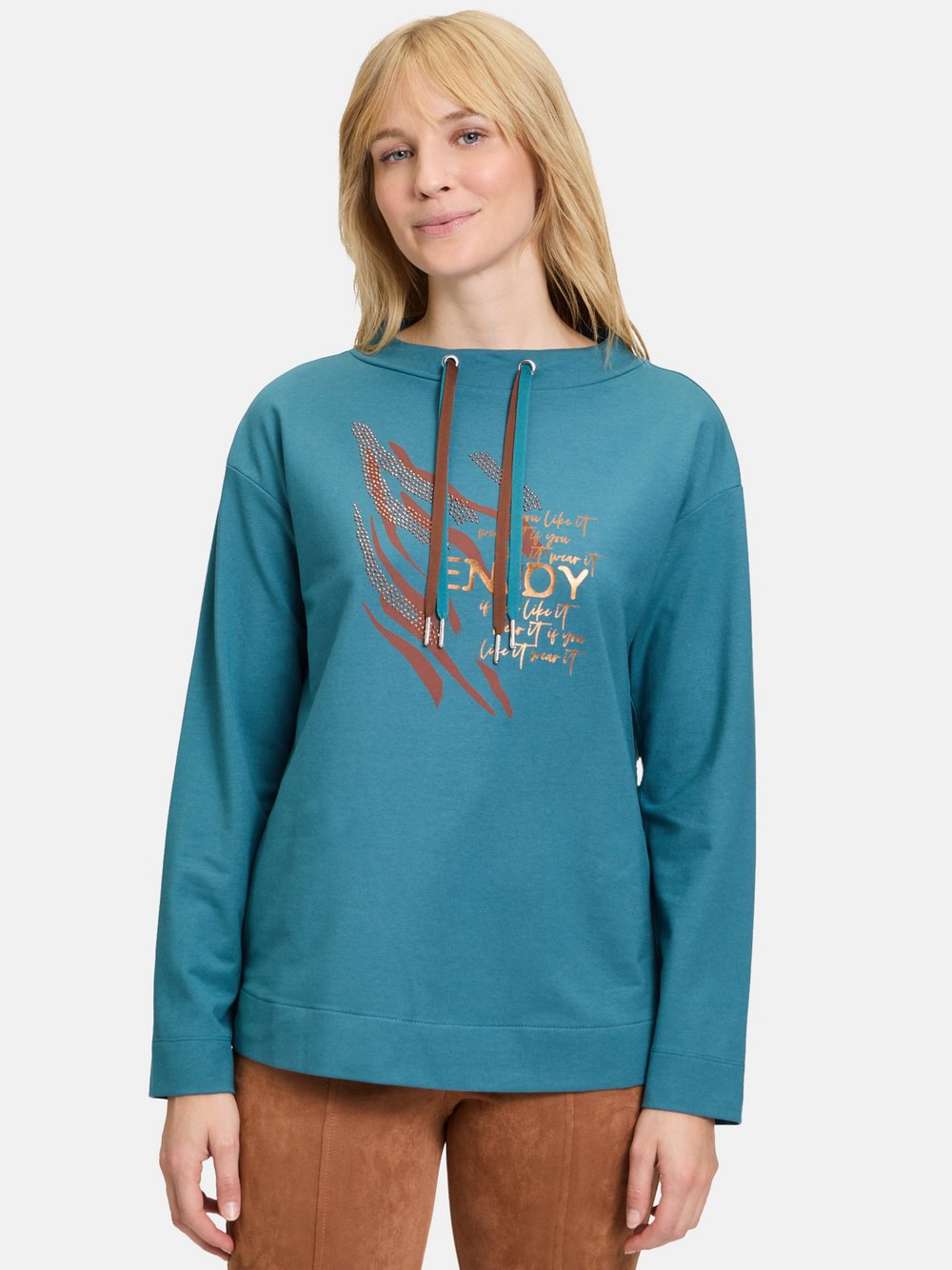 Betty Barclay Sweatshirt Damen Baumwolle blau bedruckt, 38