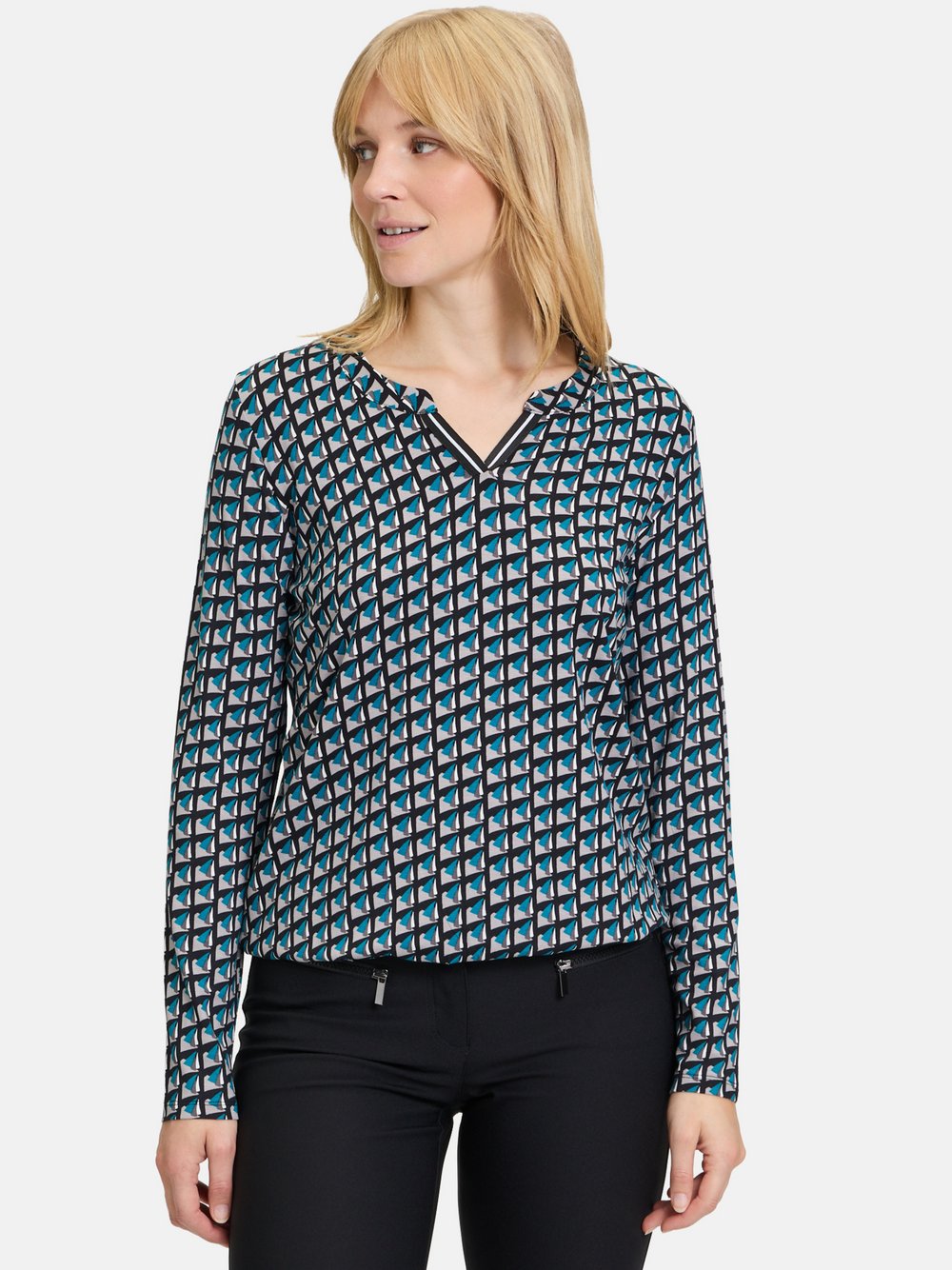 Betty Barclay Blusenshirt Damen Viskose grau gemustert, 38