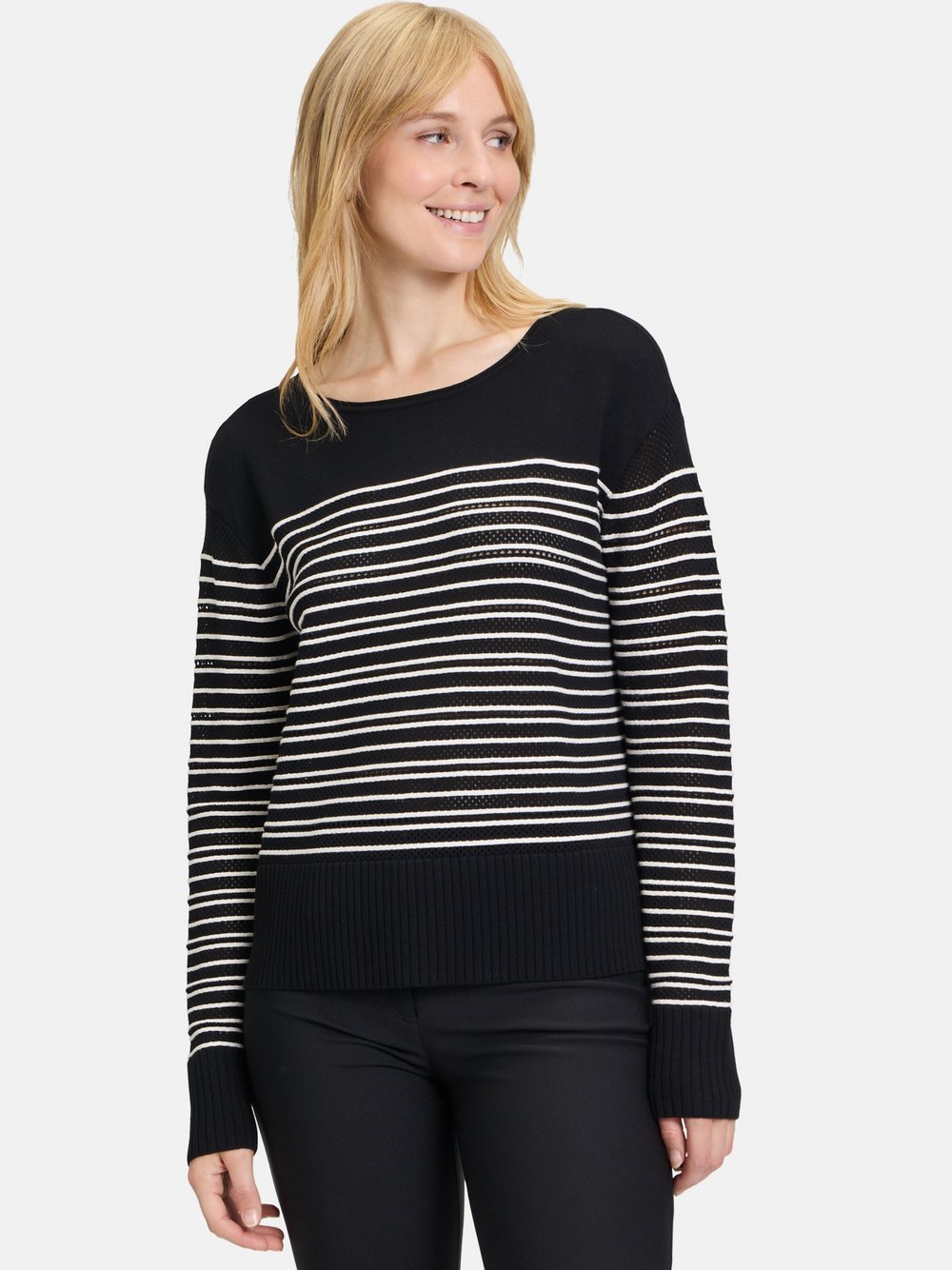 Betty Barclay Basic-Strickpullover Damen Viskose schwarz gestreift, 36