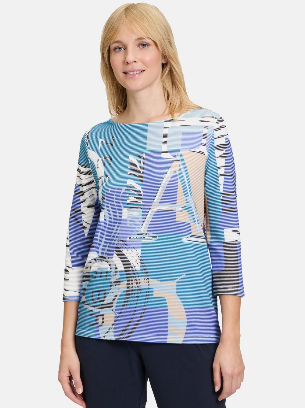 Betty Barclay Sweatshirt Damen Viskose blau gemustert, 40