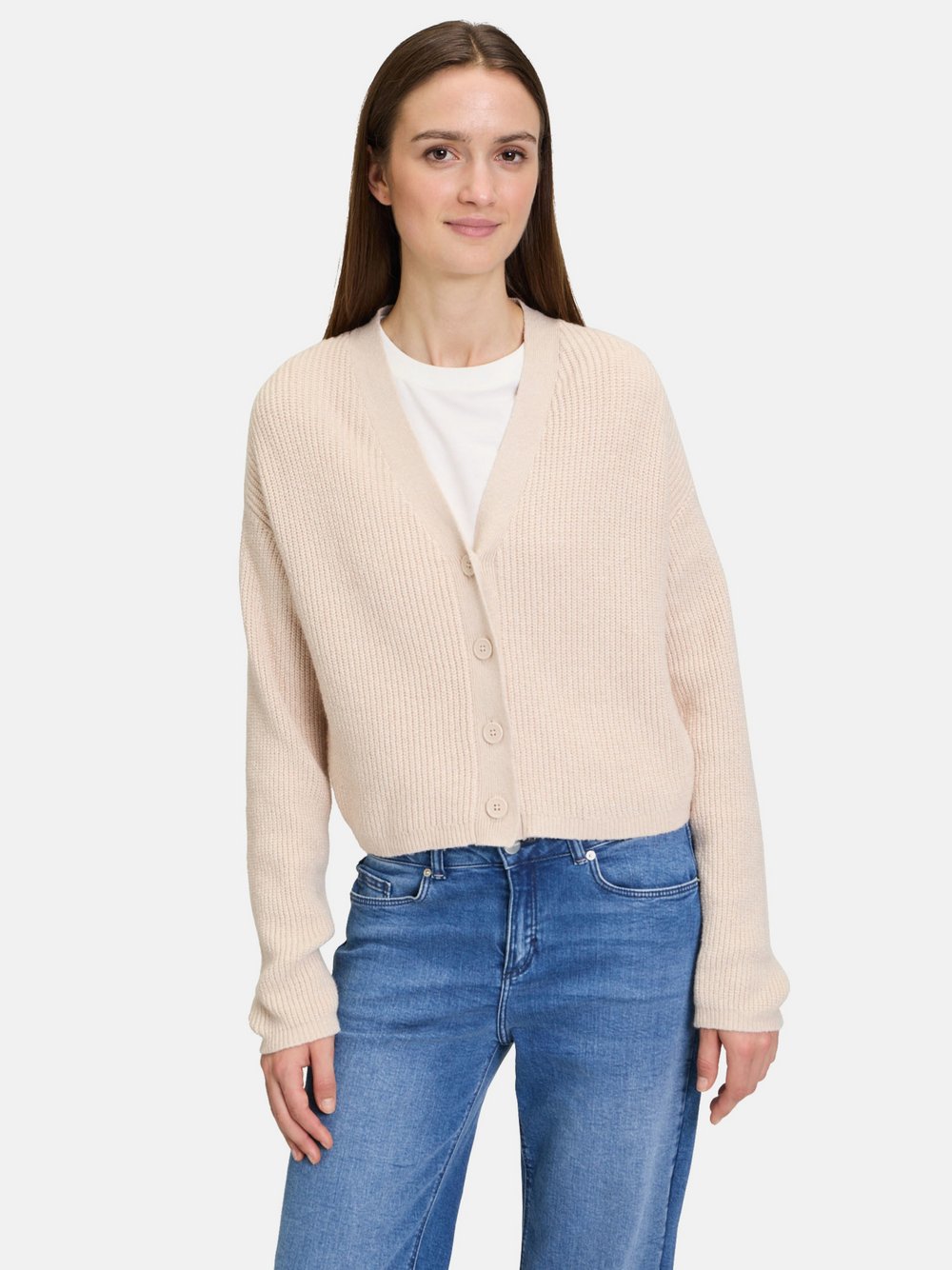 Cartoon Basic-Strickjacke Damen Baumwolle beige, 38