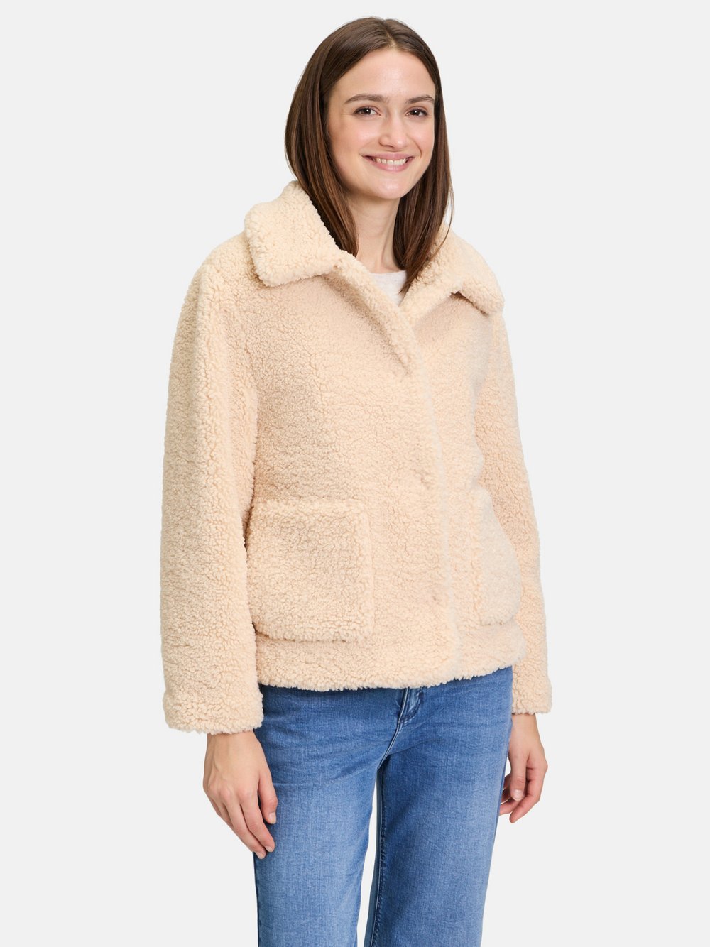 Cartoon Plüschjacke Damen beige, 42