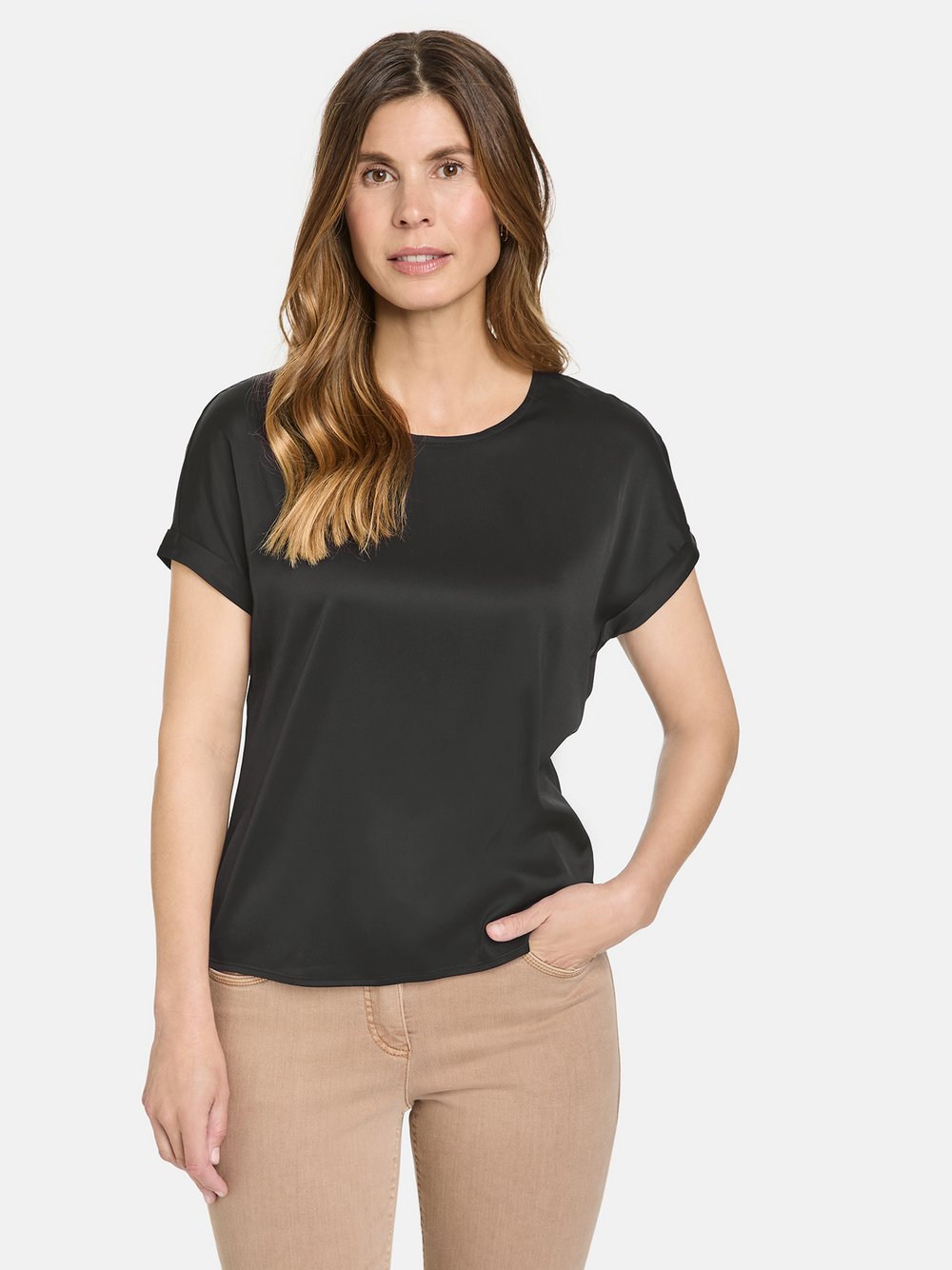 Gerry Weber Kurzarmshirt Damen Baumwolle schwarz, 38