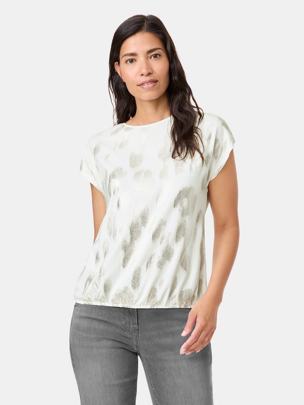 Gerry Weber Kurzarmshirt Damen weiß gemustert, 48