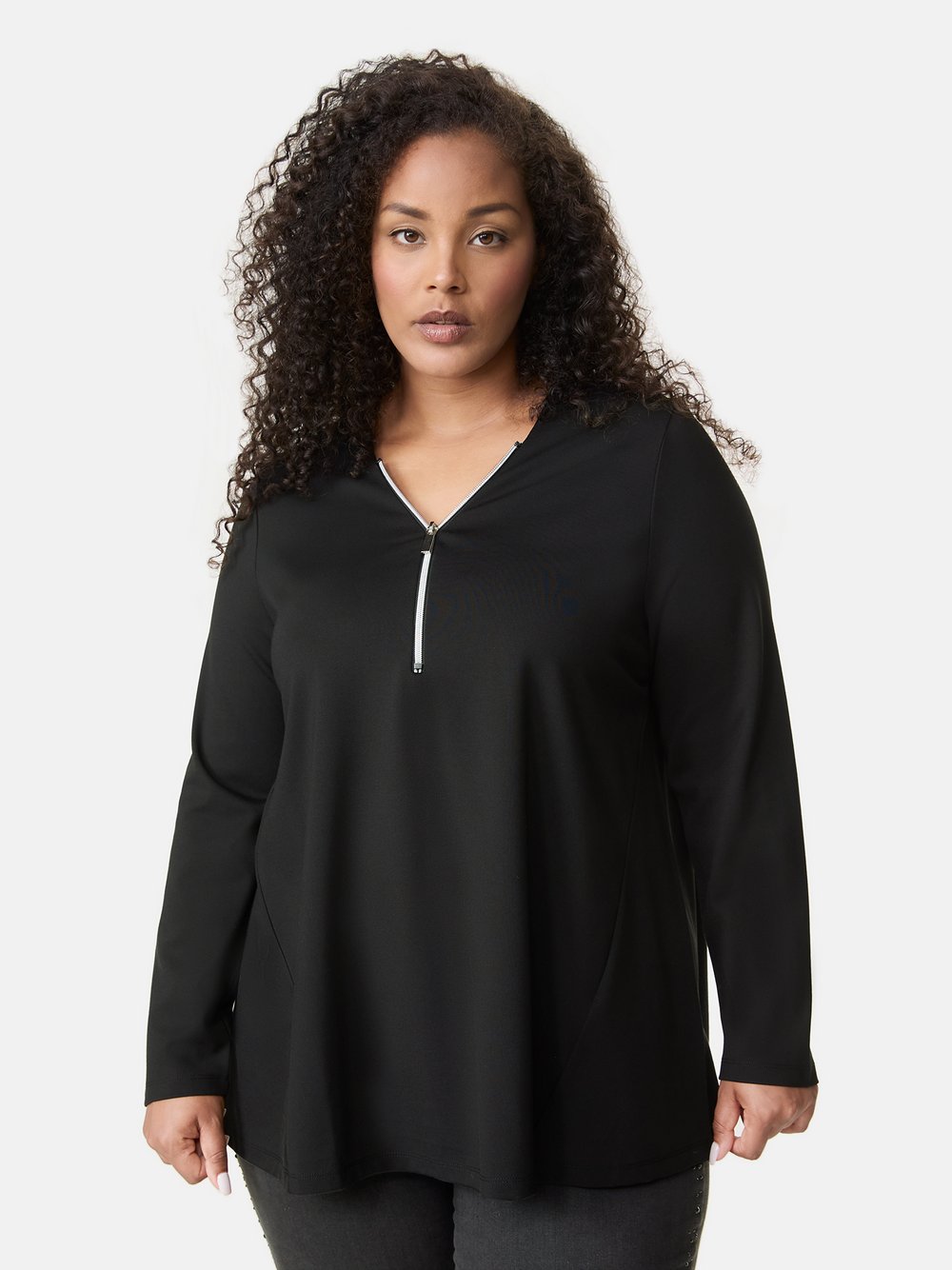 Samoon Langarmshirt Damen Viskose schwarz, 50