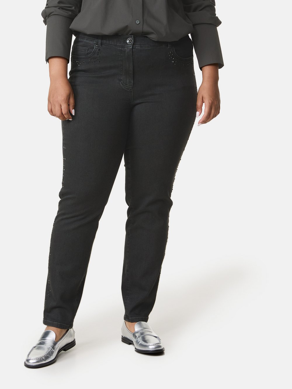 Samoon Jeans Damen Baumwolle schwarz, 46