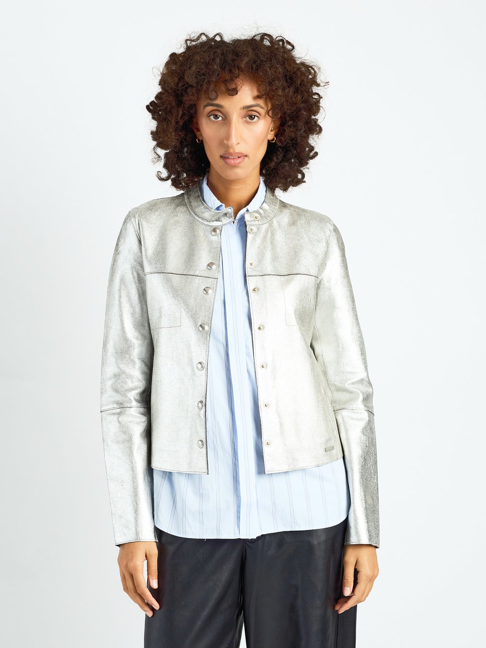 Thumbnail - Maze Lederjacke Damen silber, XS