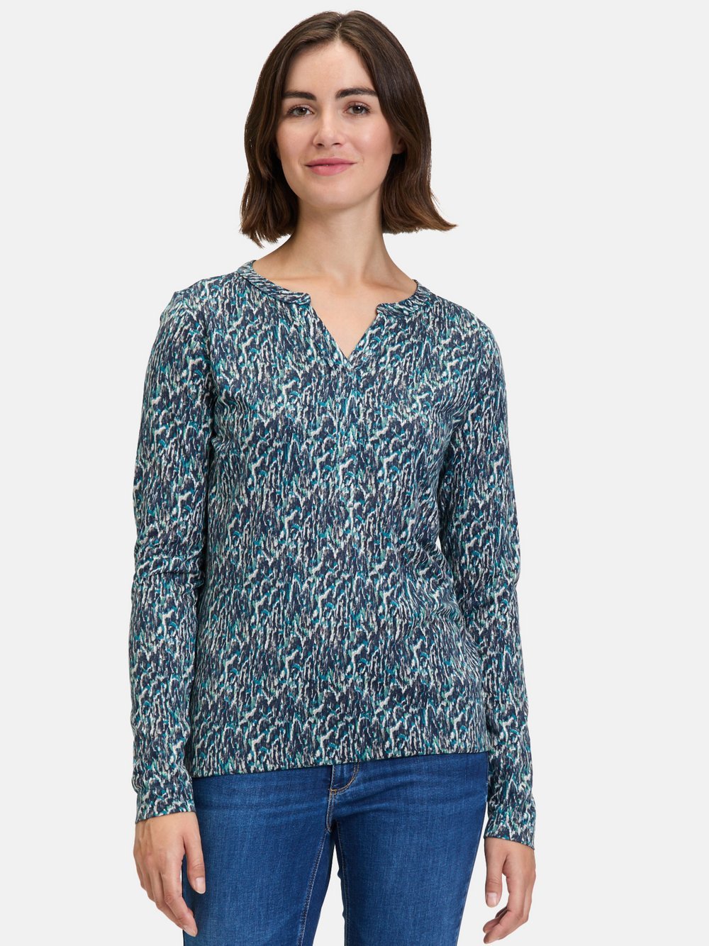 Betty & Co Casual-Shirt Damen Baumwolle blau gemustert, L