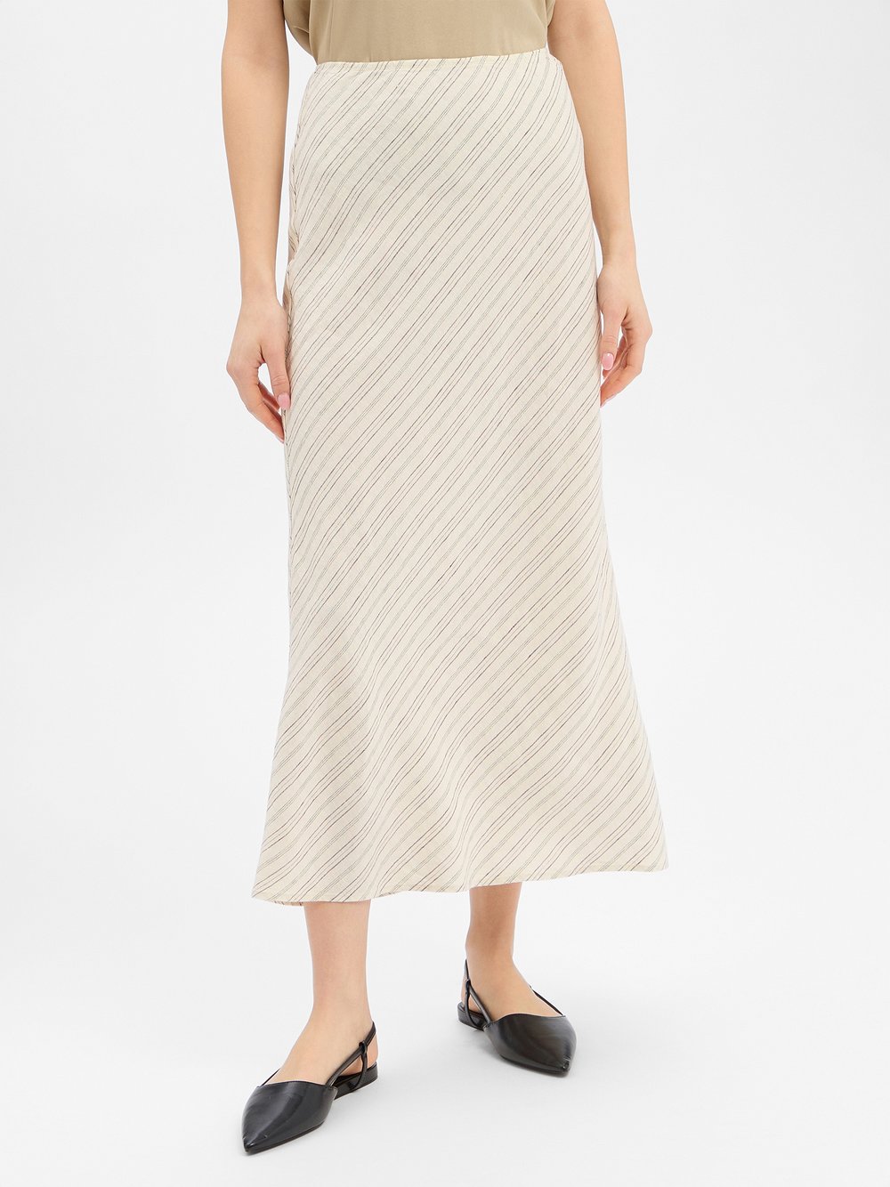 Samsøe Samsøe Leinenrock Damen Leinen (100%) beige gestreift, S