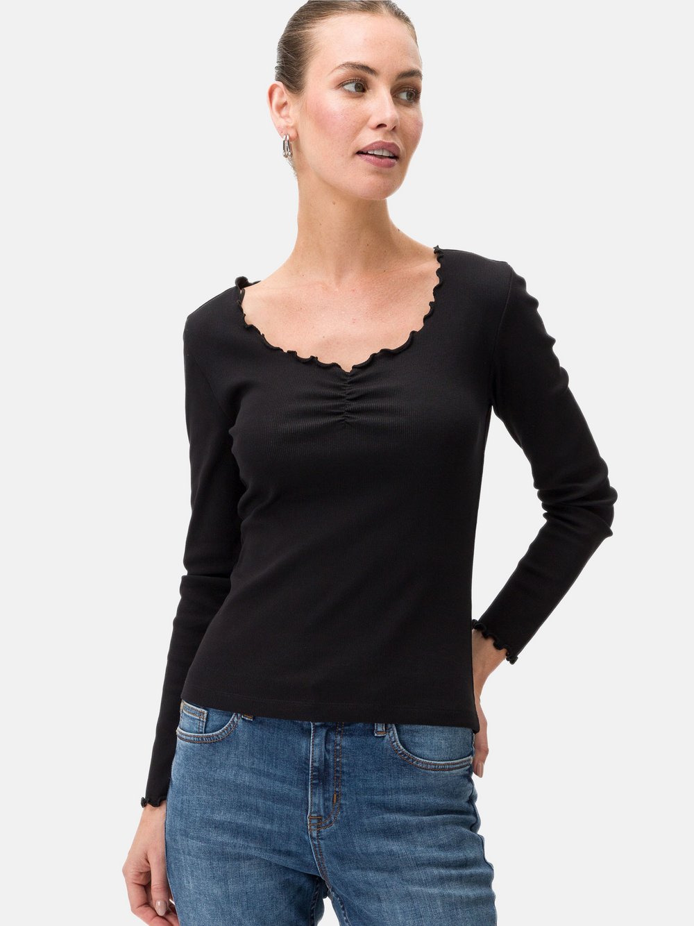 zero Shirt Damen Baumwolle schwarz, 38