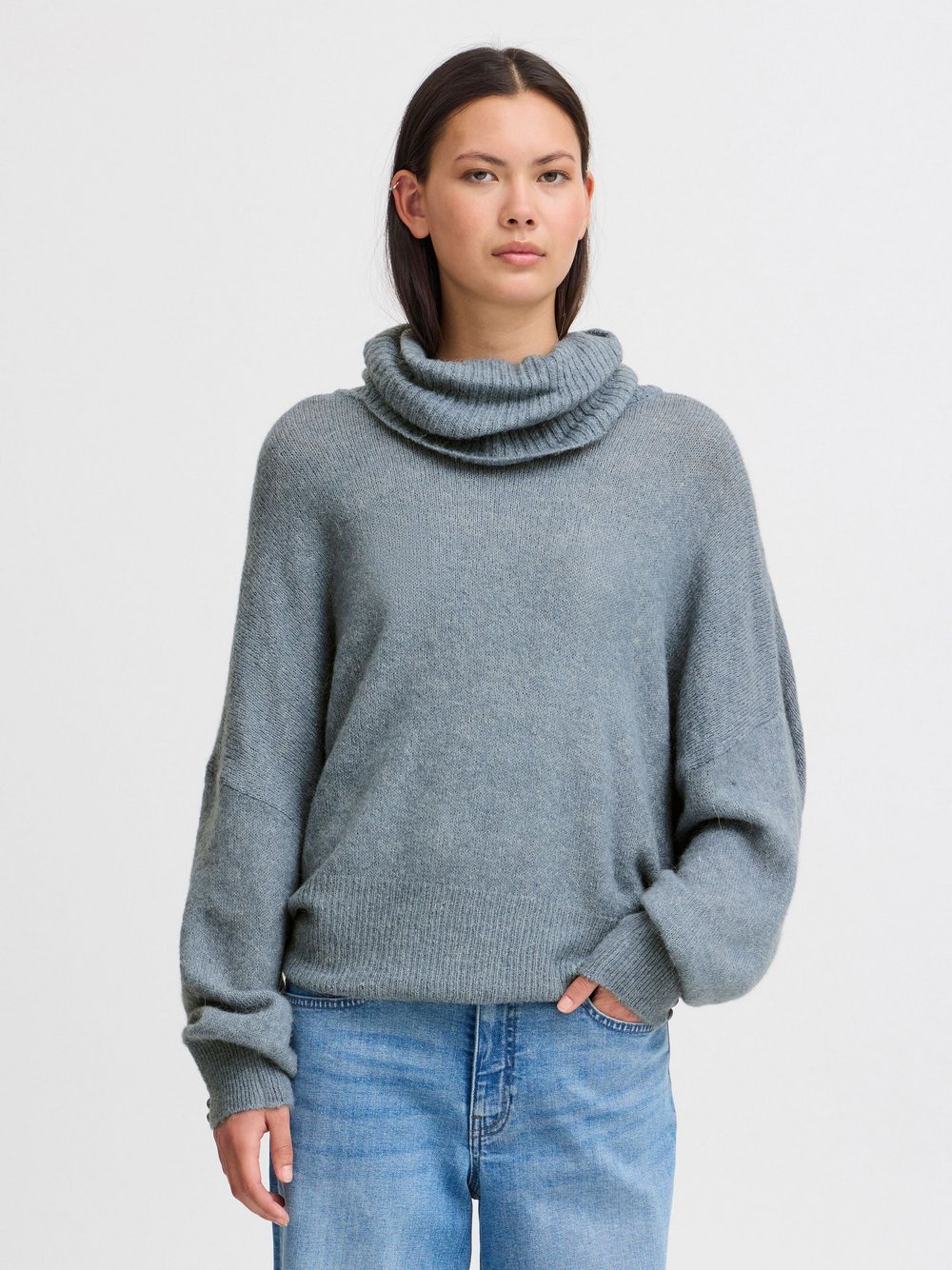 Ichi Rollkragenpullover Damen blau, M