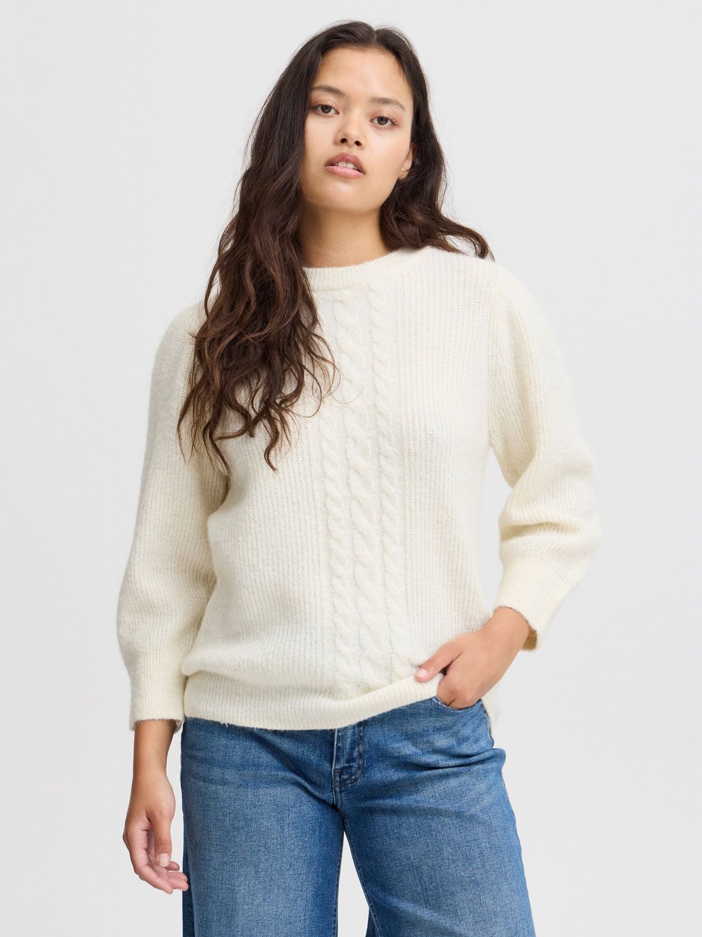 Ichi Strickpullover Damen weiß, M