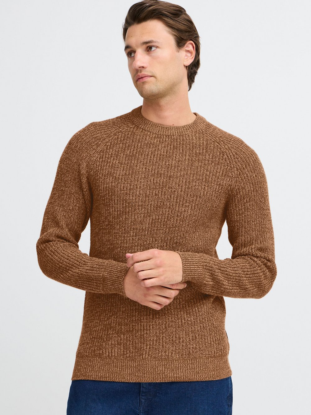 BLEND Strickpullover Herren Baumwolle braun meliert, S