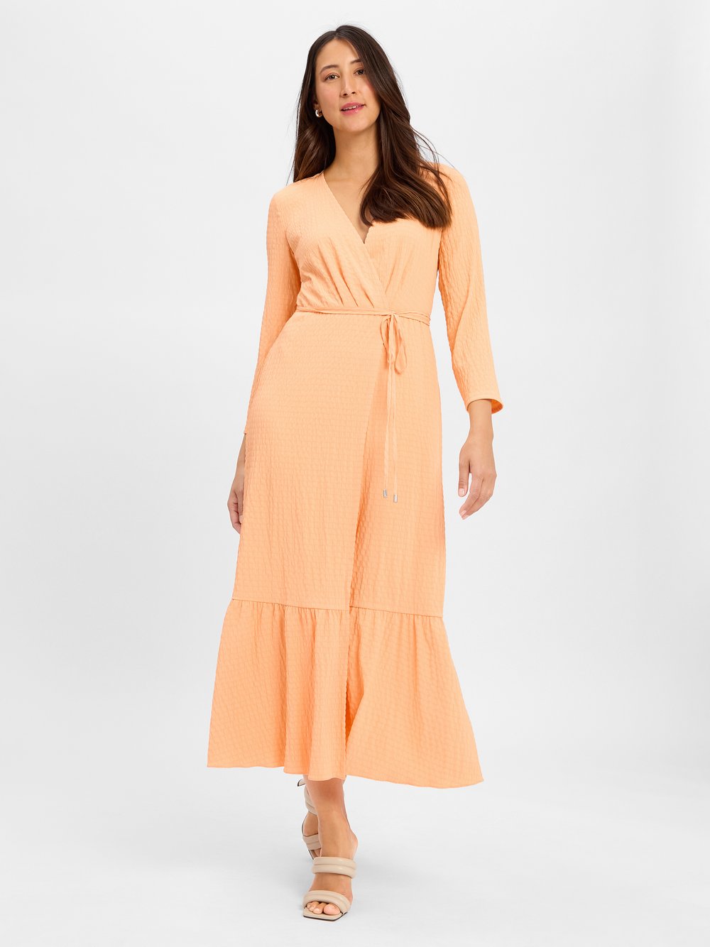 HUGO Wickelkleid Damen orange strukturiert, 42