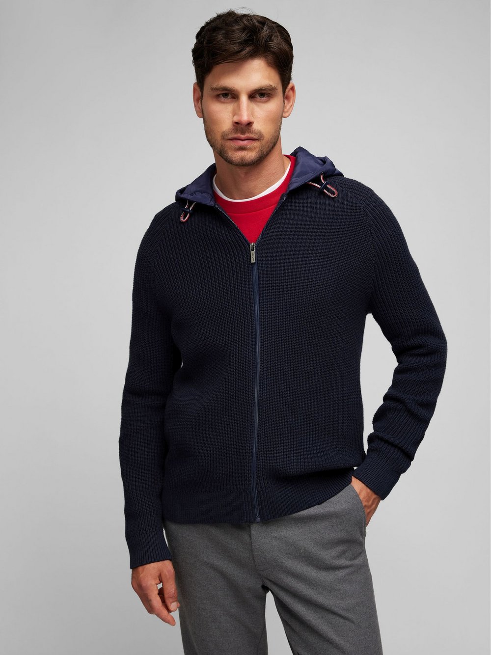 Daniel Hechter Strick Hoodie Herren Baumwolle blau, L