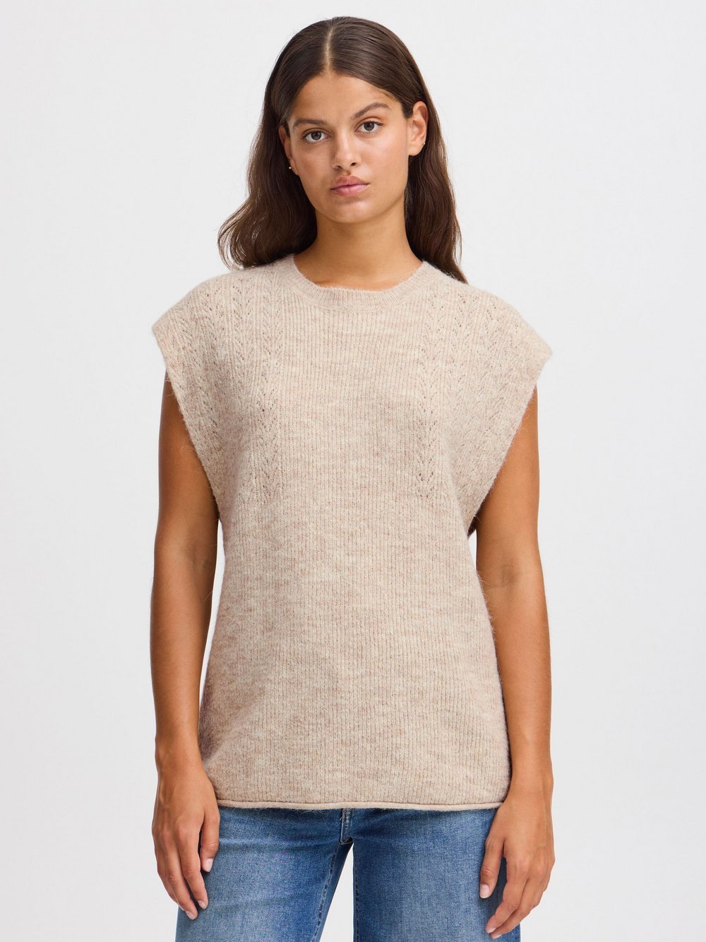 Ichi Pullunder Damen beige gemustert, XXL