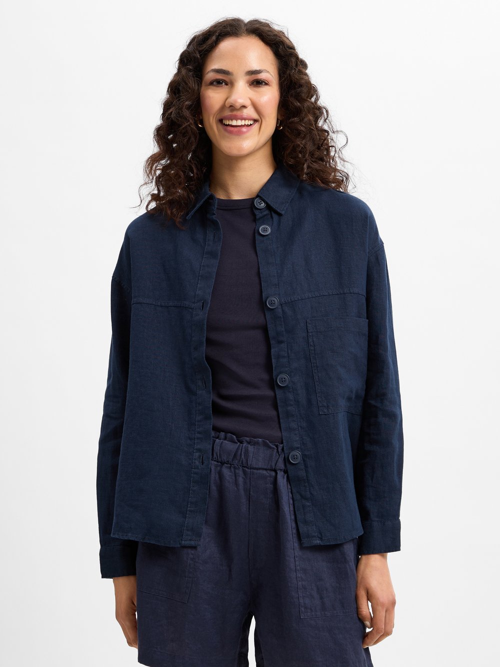 Marie Lund Sommerbluse aus Leinen Damen blau, 38